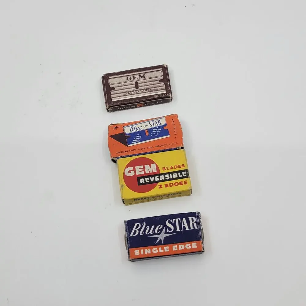 Vintage GEM Junior Single Edge Razor with original brass case and accessories